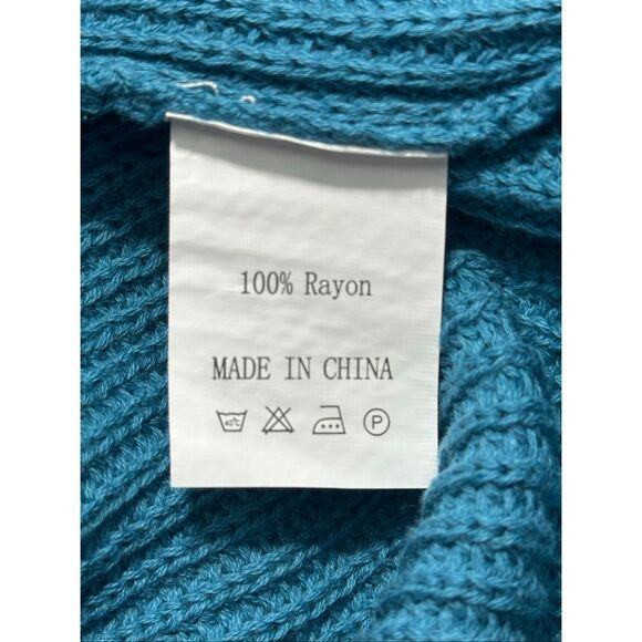 Prinbara Women's Mock Neck Oversized Teal Knit Sweater Size S - Picture 7 of 10